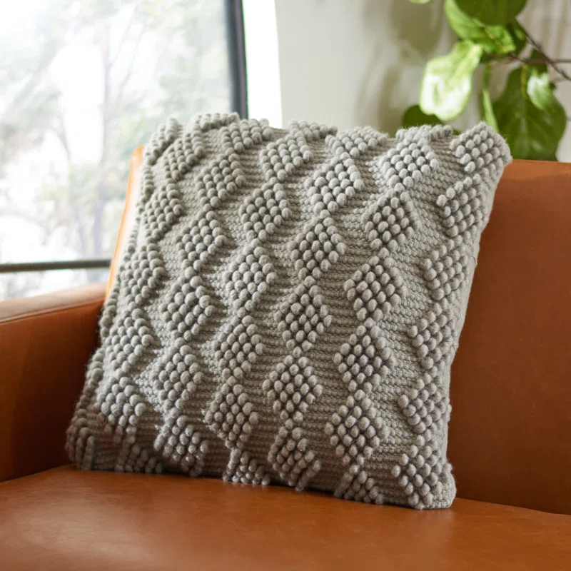 Safavieh Camie Embroidered Wool Blend Reversible Throw Pillow