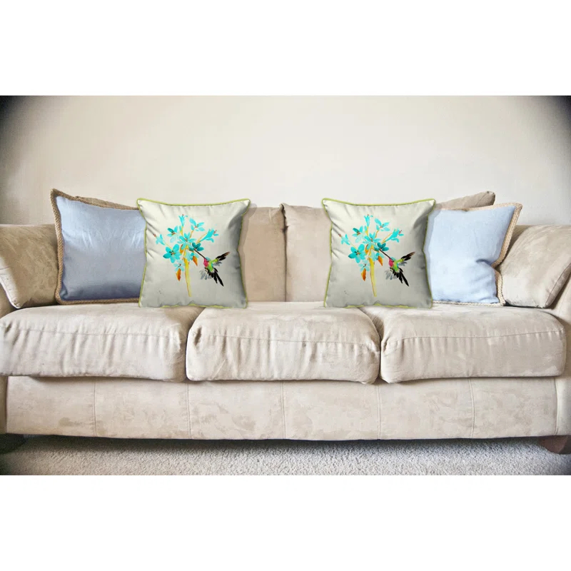 Betsy Drake Interiors Hummingbird Indoor/Outdoor Reversible Throw Pillow