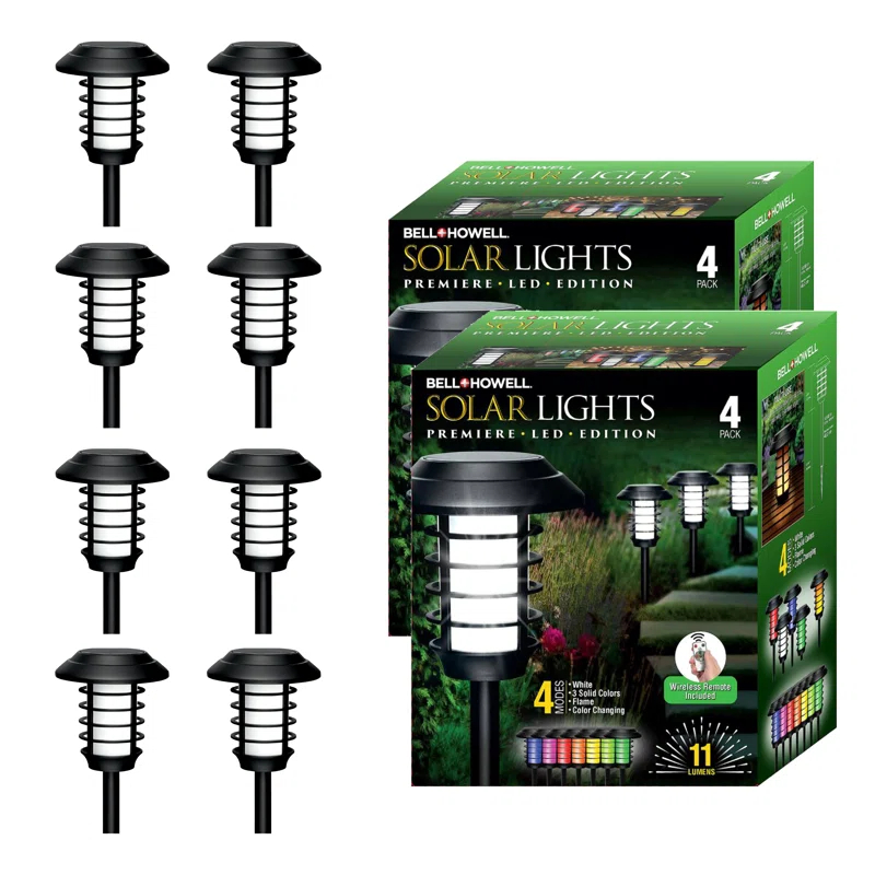 Bell+Howell Color Changing Solar Powered Pathway Lights With Remote Control, Wireless Auto On/off (Set of 8)