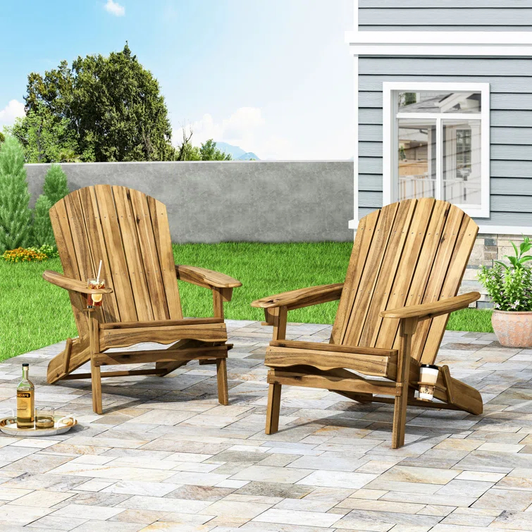 Highland Dunes Mccombs Solid Wood Folding Adirondack Chair (Set of 2)