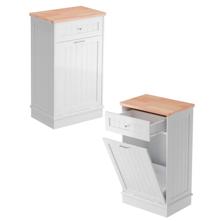 Aeloxis Havant Tilt Out Trash Cabinet 10 Gallon Wooden Free Standing (Not include trash can)