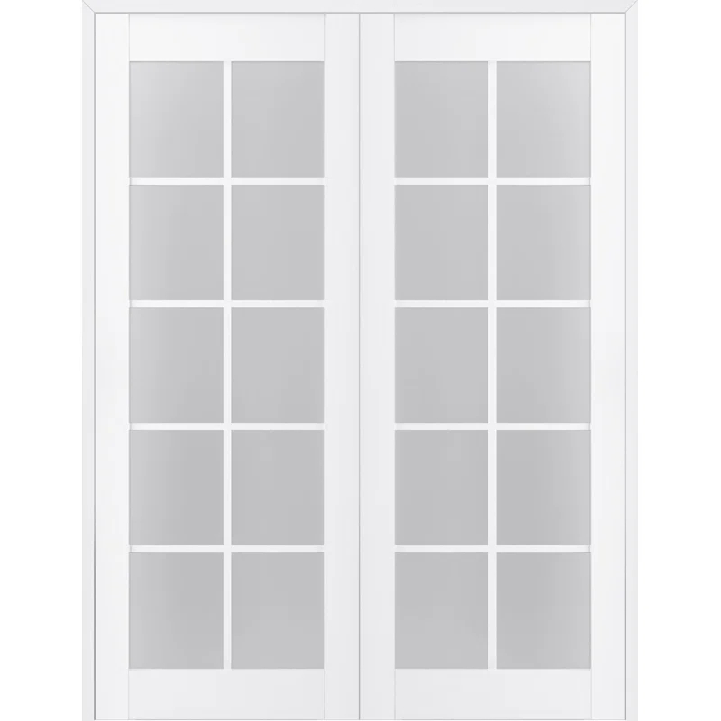 Belldinni Palladio Active 10-Lite Frosted Glass Wood Composite Double Prehung French Door
