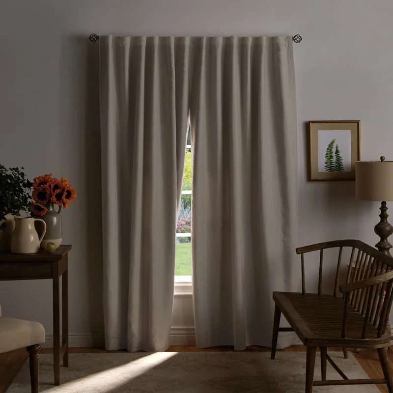 Bedford Polyester Blackout Curtain Panel Pair Linen (Set of 2)