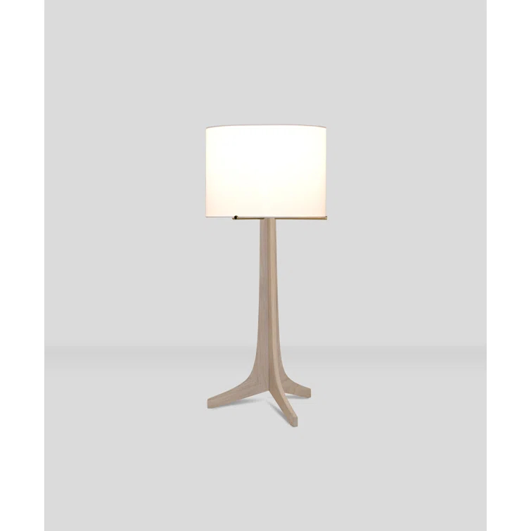 Nauta Tri-Legged White Linen Shade LED Table Lamp in White Washed Oak