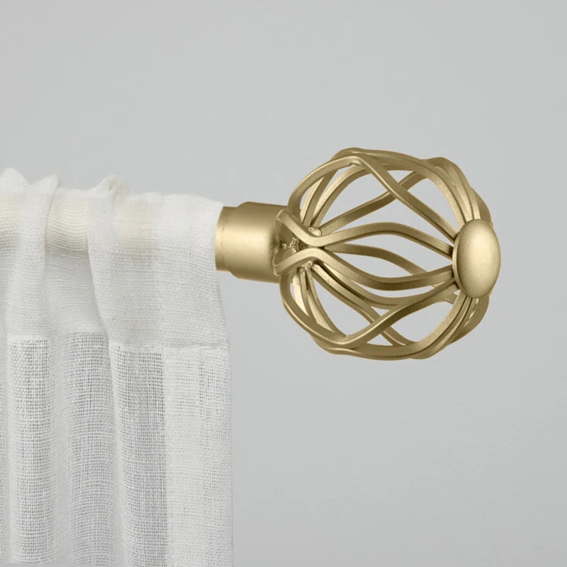 Red Barrel Studio® Exclusive Home Ogee 1" Curtain Rod and Coordinating Finial Set, Adjustable