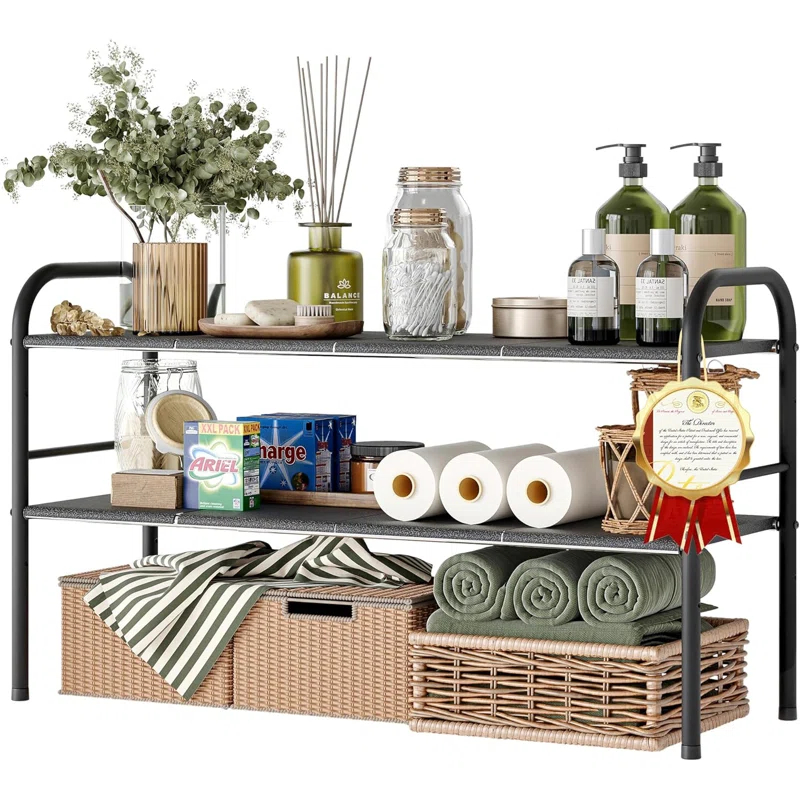 THE GLAMOUR BOUTIQUES Under Sink Organizers And Storage, 2 Tier Expandable Under Cabinet Organizer Shelf With 8 Removable Panels,Expandable Shelf For Cupboard,Kitchen,Bathroom,Shoe Storage Rack