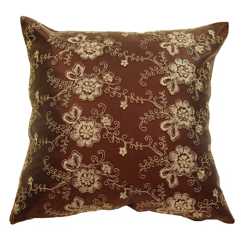 Violet Linen Swiss Embroidered Throw Pillow
