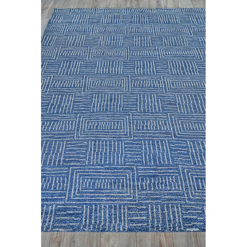 Exquisite Rugs Aldridge Hand-Knotted New Zealand Wool/ Bamboo Silk Blue/Ivory Area Rug