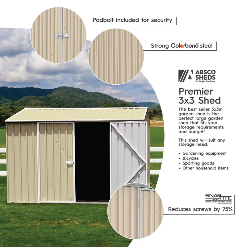 Absco Absco Premier 10 ft. W x 10 ft. D Metal Storage Shed