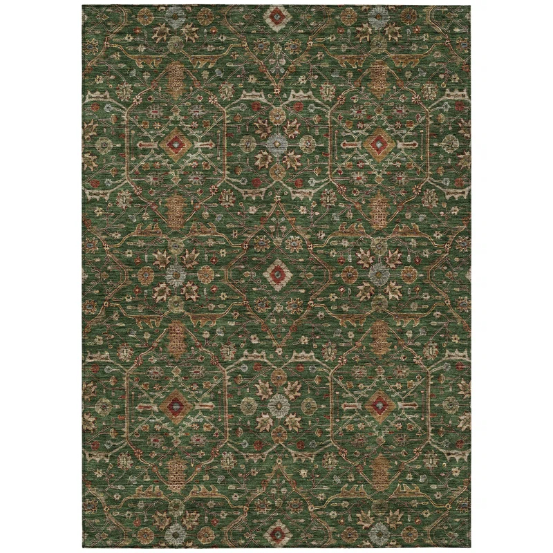 Machine Washable Indoor/Outdoor Chantille ACN1130 Emerald Rug