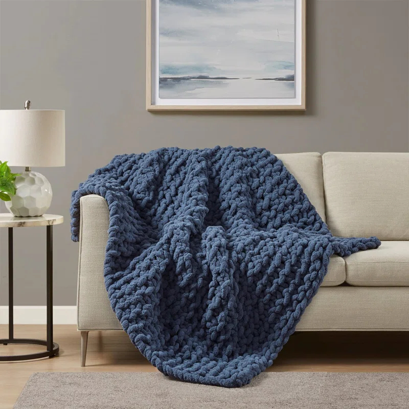 Gracie Mills Gracie Mills Dana Handmade Chenille Chunky Knit Throw Blanket