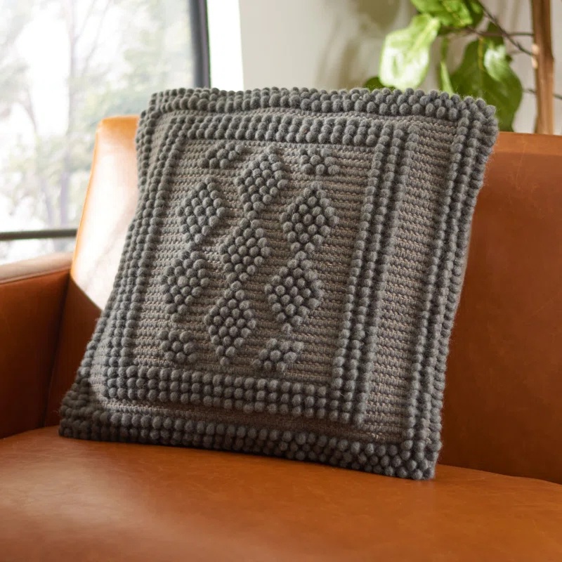 Safavieh Darvey Embroidered Wool Blend Reversible Throw Pillow