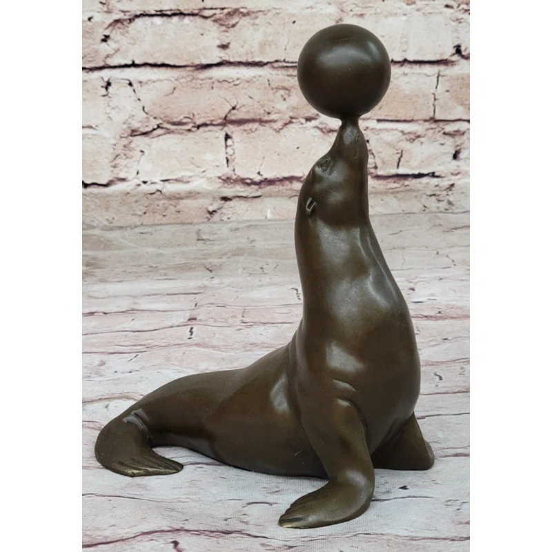 Rosecliff Heights Seal Balancing Ball on Nose - Bronze Figure Sculpture Original Art by Milo