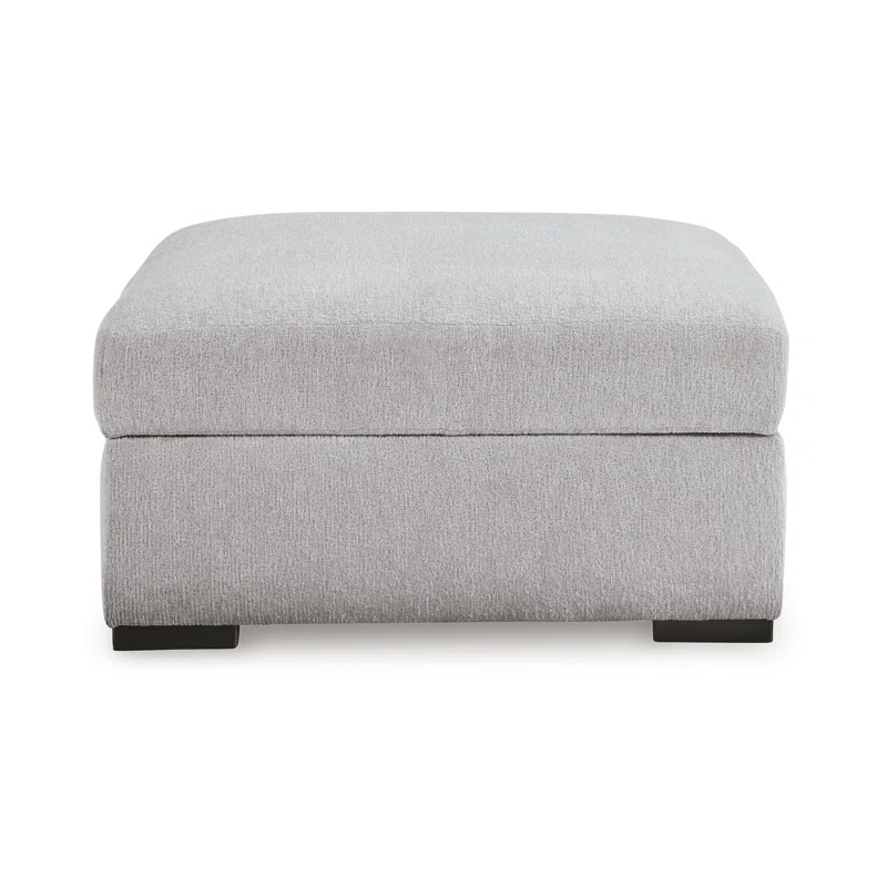 Benjara Gaby Low Profile Ottoman With Storage, Locking Wheels, Gray 37 Inch