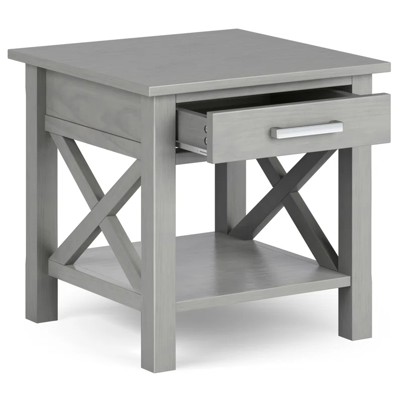 Simpli Home Kitchener 21"W Solid Mango Wood Square End Table with Storage Drawer