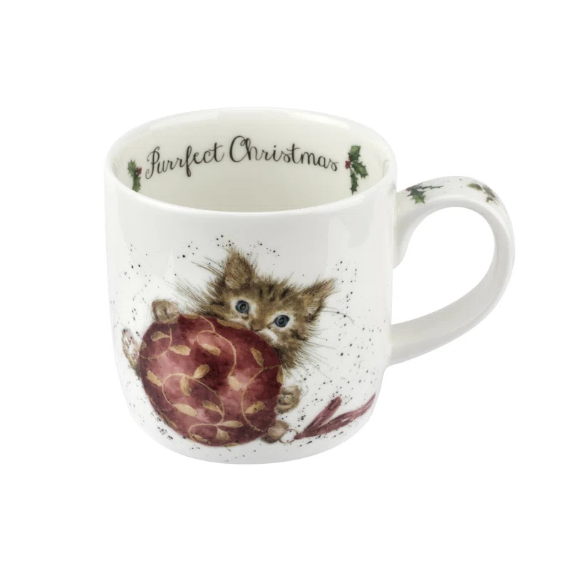 Royal Worcester Rw-Wrendale Designs Mug & Coaster St Purrfect Xmas