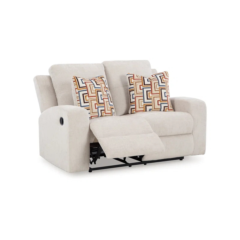 Benjara Genna Manual Recliner Loveseat, Polyester, 2 Pillow 64 Inch