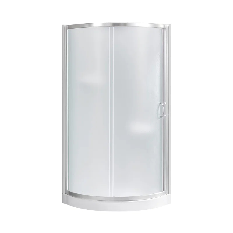 Ove Decors 15SKA-BREF34-SATAC OVE Decors Breeze 35 in. Round Shower Kit w/ Frosted, Base, Wall