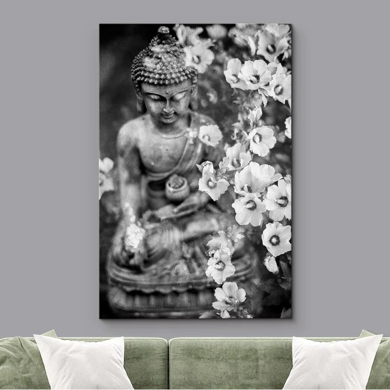 wall26 " Buddhism Buddha Statue Lily Flower "