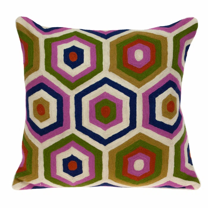 Parkland Collection 20" Beige and Pink Cotton Throw Pillow