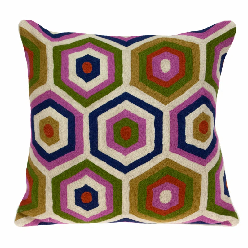 Parkland Collection 20" Beige and Pink Cotton Throw Pillow