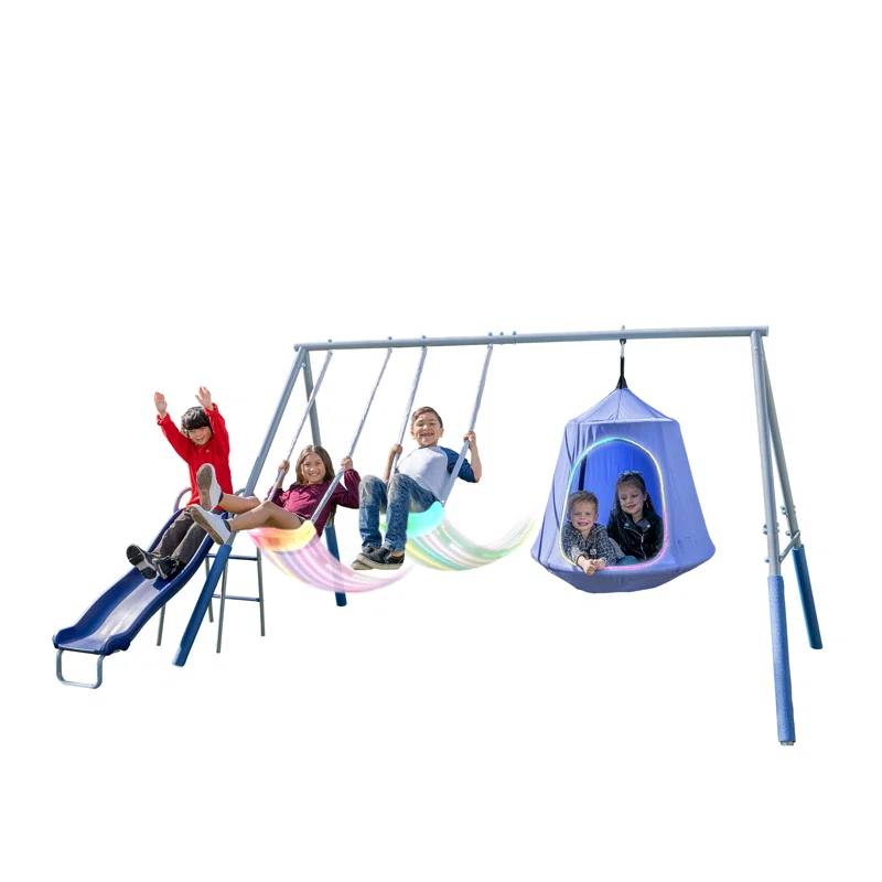 Sportspower Sportspower Shooting Star Metal Swing Set with Lifetime Warranty on 5' Double Wall Slide
