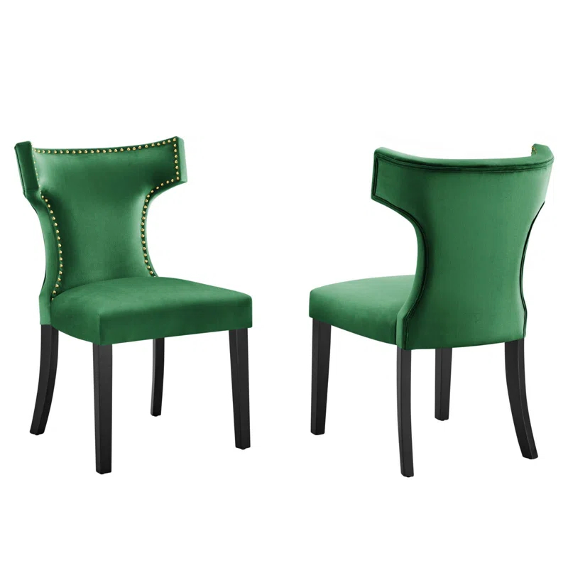 Homlpope Modway Curve Performance Velvet Dining Chairs