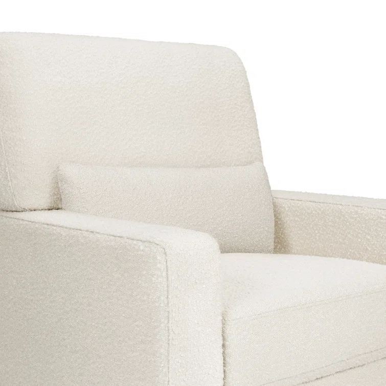 Namesake Crawford Pillowback Comfort Swivel Glider - Ivory Boucle with Ivory Tassel Fringe