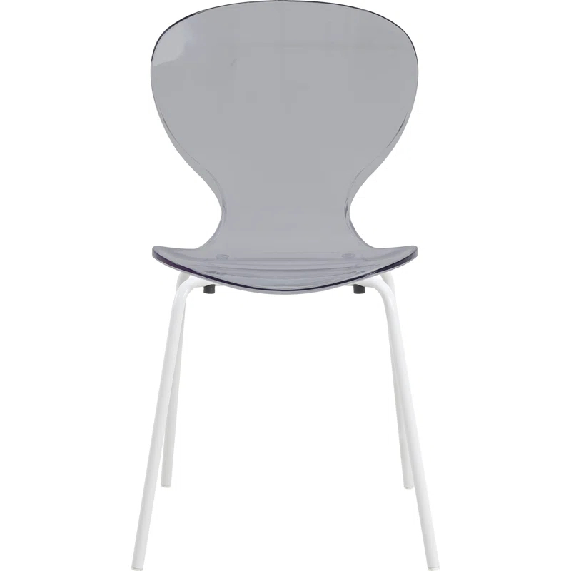 Ivy Bronx Edenfield Dining Chair with Curved Back and Waterfall Edge Seat White Powder-Coated Metal Legs