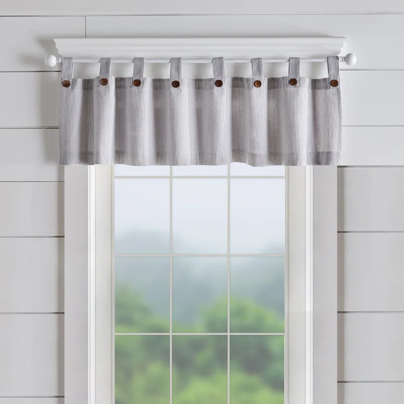 Gracie Oaks Liviana Striped Cotton Tailored 60'' W Window Valance