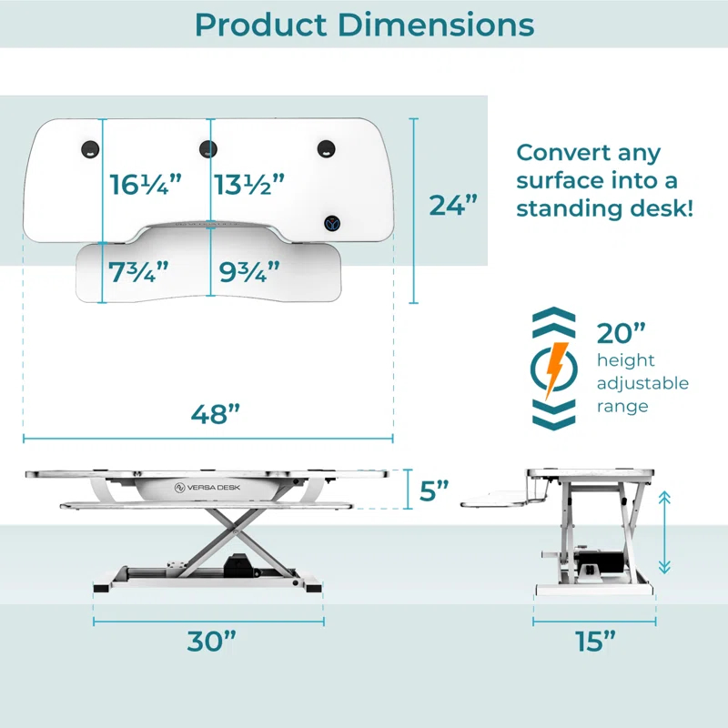 VERSADESK VersaDesk PowerPro Electric Height Adjustable Desk Converter w/ USB Charging Port