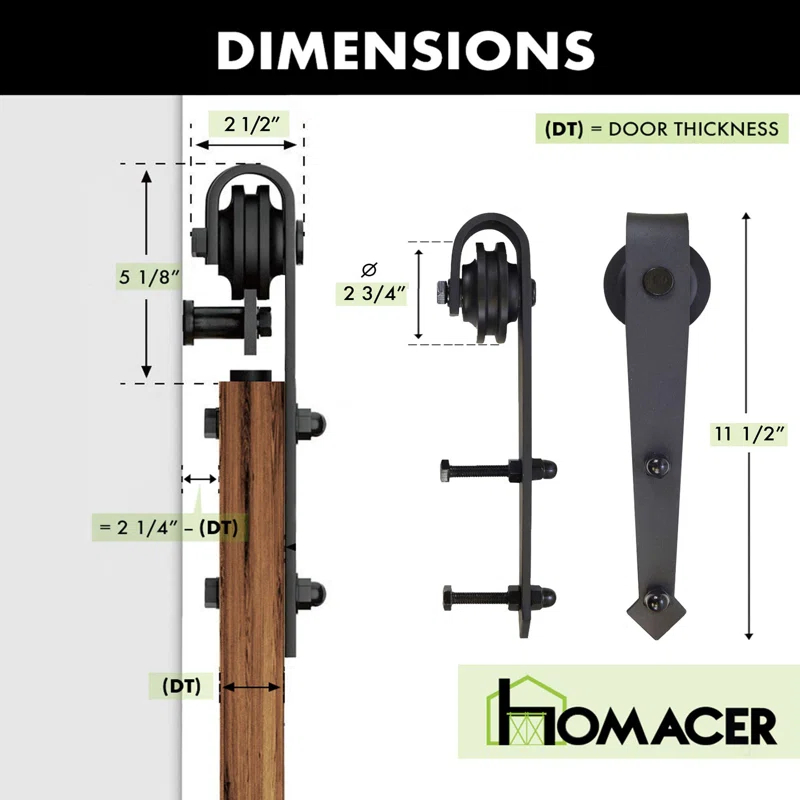 Homacer Black Rustic Arrow Design Non-Bypass Single Track One Door Hardware Kit( Door Not Included)