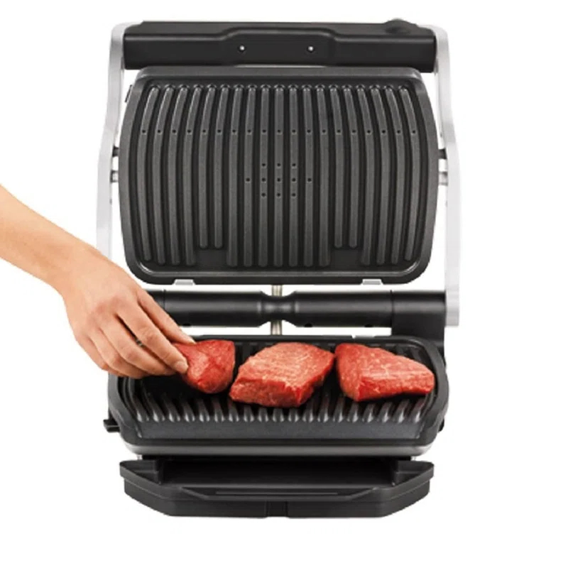T-fal T-Fal Gc712D54 Stainless Steel Optigrill Plus Grill With Automatic Sensor Cooking Electric Grill- Blemished Packaging With 1 Year Manufacturer Warranty (Refurbished)