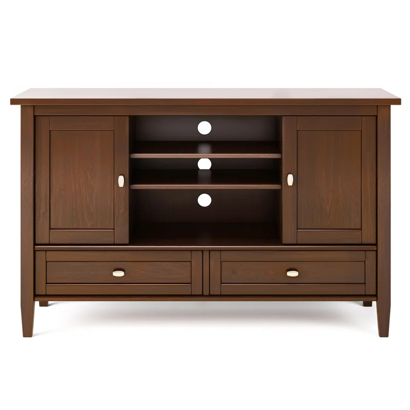 Simpli Home Warm Shaker 47"W Solid Wood TV Stand for TVs up to 55" with 2 Storage Cabinets and 2 Drawers