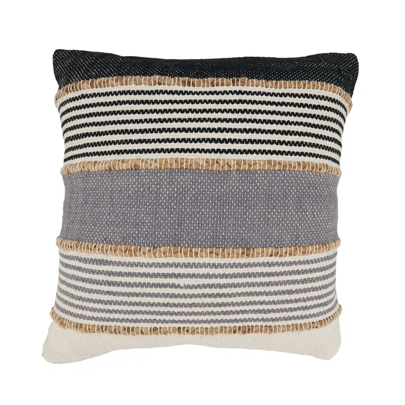 Saro Mariposa Collection Striped Cotton Blend Throw Pillow
