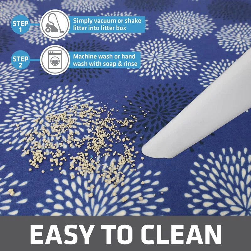 Cat Litter Mat for Litter Box, Protective & Decorative - Absorbent, Waterproof, Machine Washable
