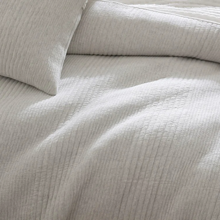 DKNY Pure DKNY Pure Ribbed Jersey Queen Comforter Set Heather Gray