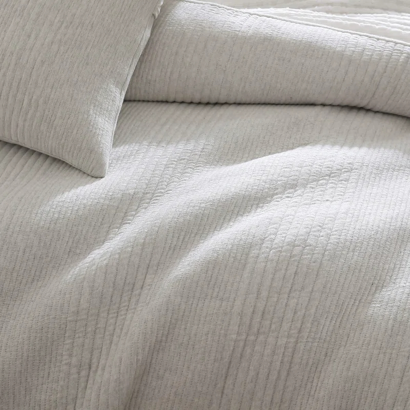 DKNY Pure Ribbed Jersey Queen Comforter Set Heather Gray