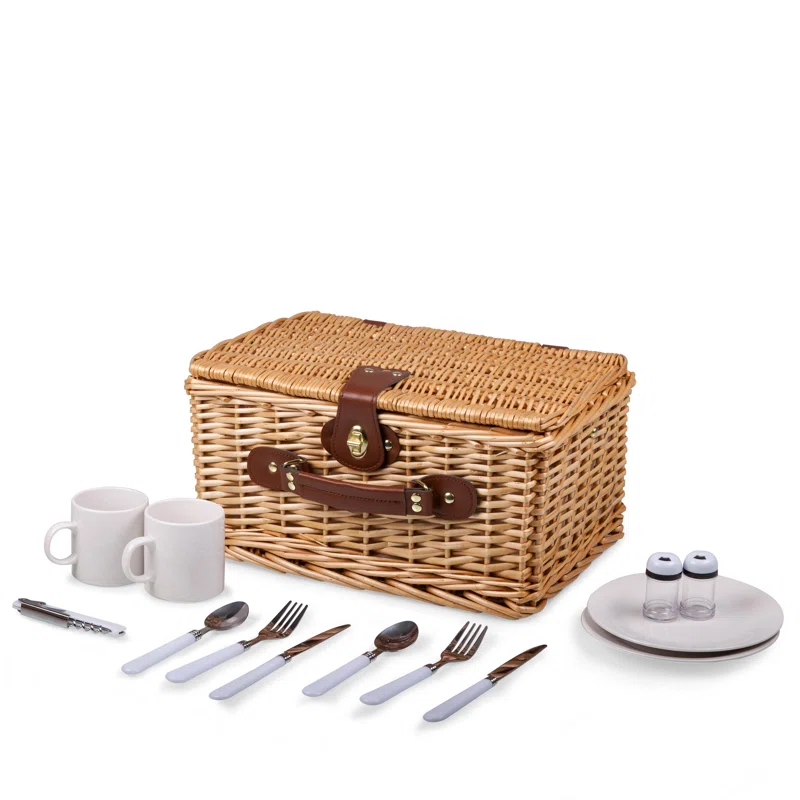 Picnic Time Catalina Wicker Picnic Basket with Picnic
