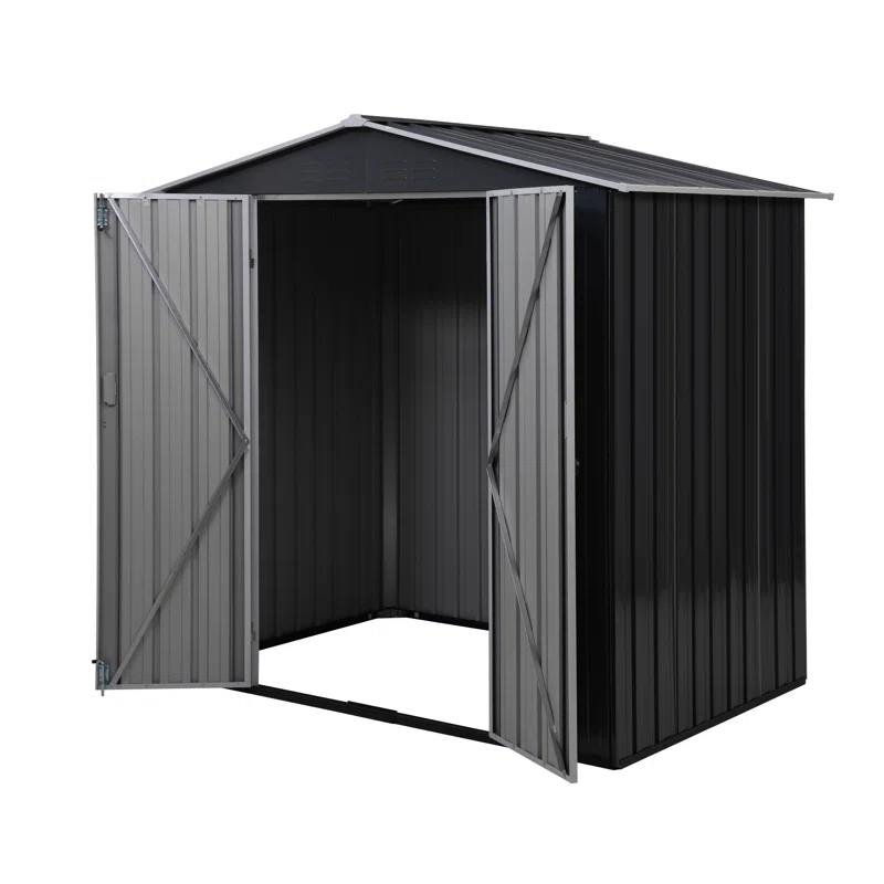 HOGYME 6 Ft. W X 4 Ft. D Outdoor Metal Storage Shed With Lockable Doors