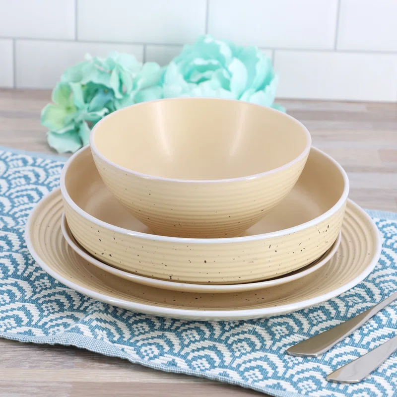 HomeStyle Entertaining HomeStyle Entertaining Emilia 16pc Assorted Double Bowl Stoneware Dinnerware Set