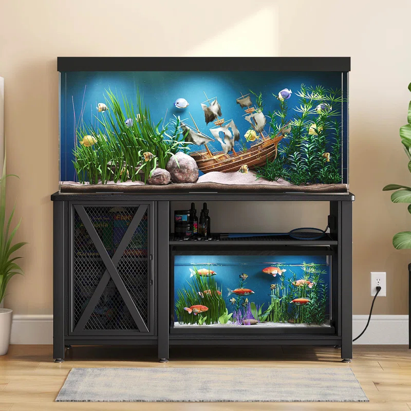 Archie & Oscar™ Chickerell 55-75 Gallon Rectangle Heavy Duty Metal Aquarium Stand with Power Outlets