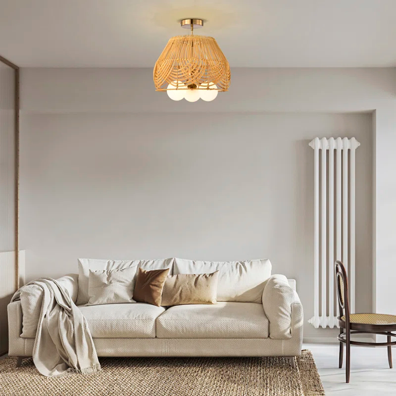 Warehouse of Tiffany Rattan Semi Flush Mount