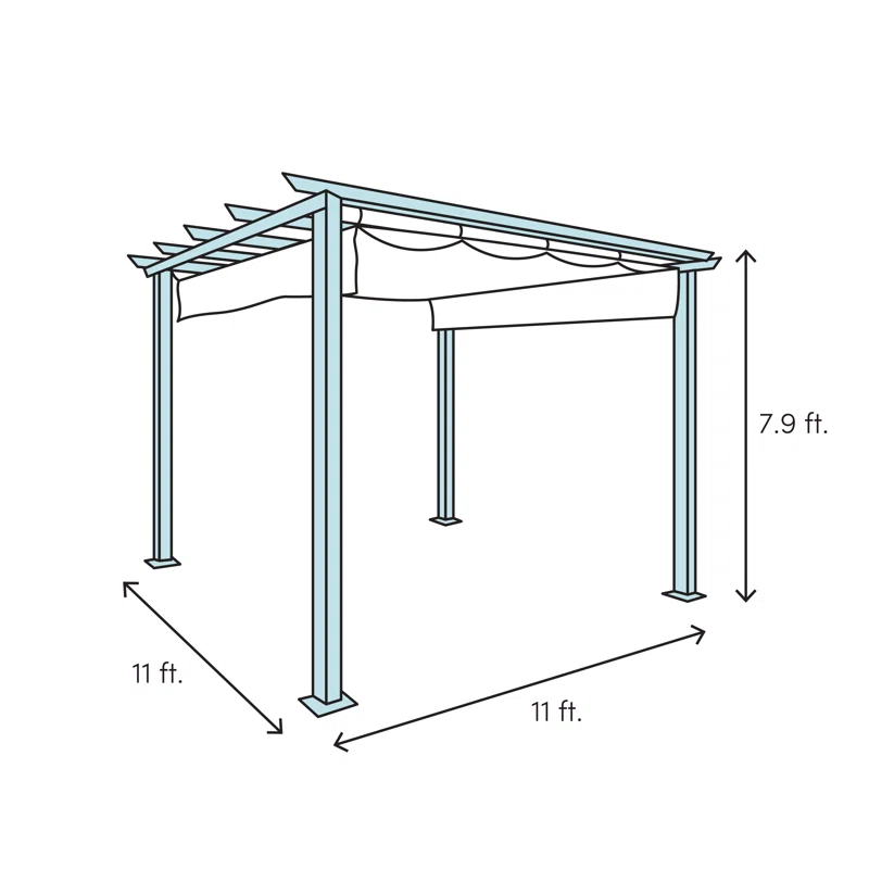 Paragon-Outdoor Florence 11 ft. x 11 ft. Aluminum Pergola in Gray Powder-Coated Finish with Adjustable Canopy