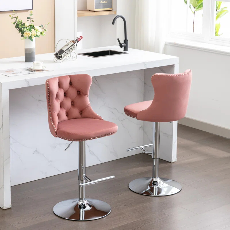 Julias Swivel Upholstered Adjustable Height Counter Stool (Set of 2)