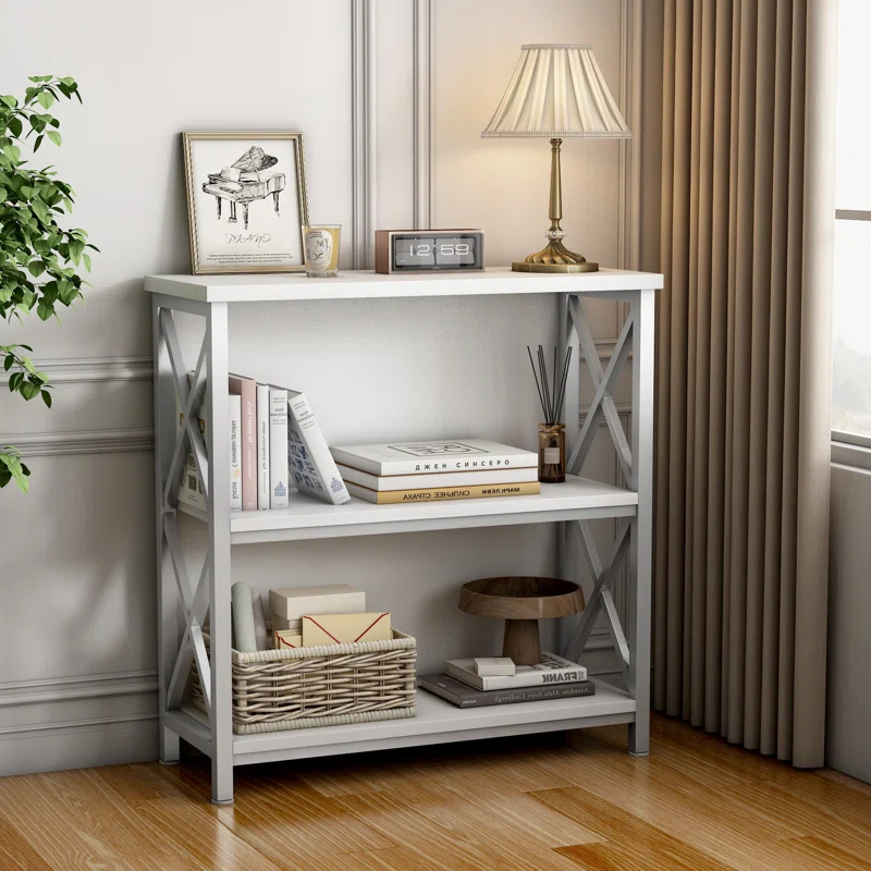 Koehn 3-Tier Bookshelf, Farmhouse Small Bookshelf for Entryway Living Room Home Office