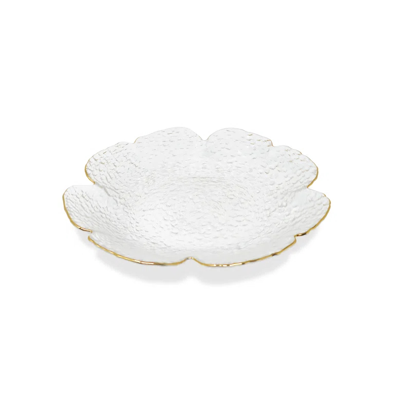 Rosdorf Park Damion Flower Shaped Plate With Gold Rim-9.5"D (Set of 4)