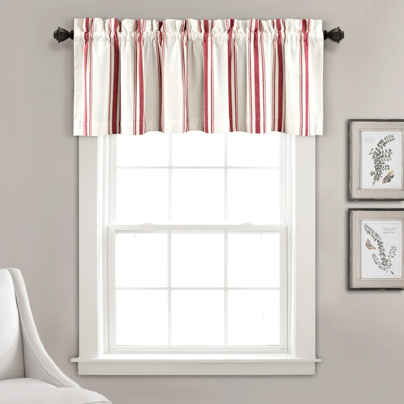 Lush Decor Farmhouse Stripe Striped Ruffled 52'' W Window Valance