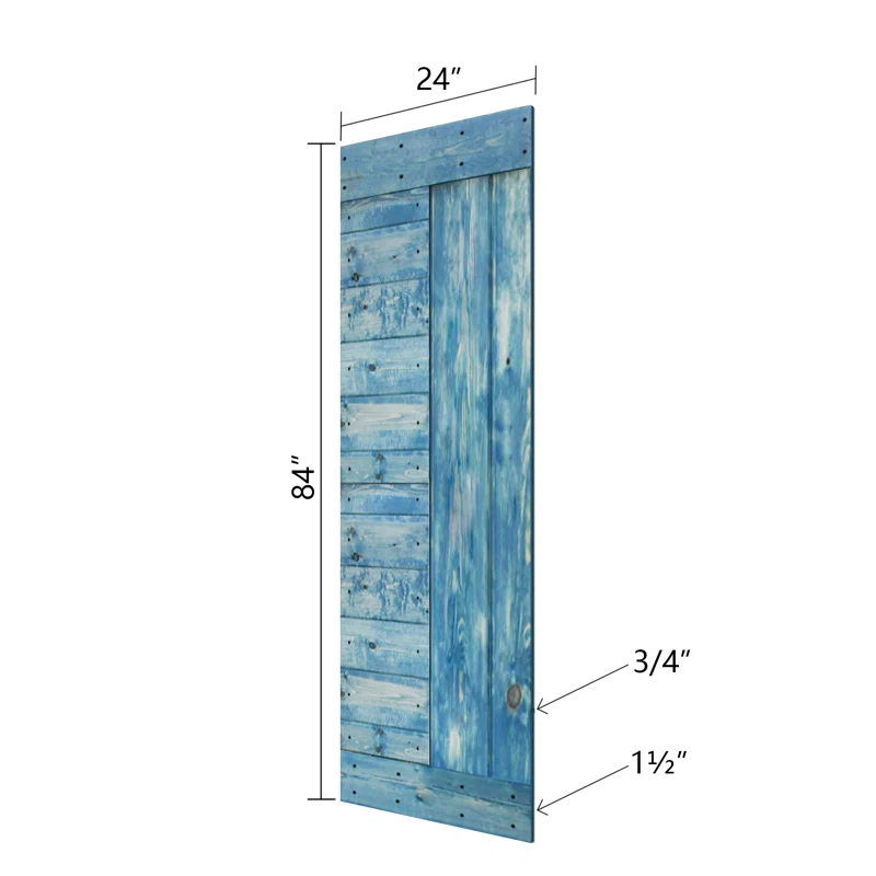 IsLife L Series Paneled Solid Wood Sliding Barn Door with Installation Hardware Kit -Assembly Needed
