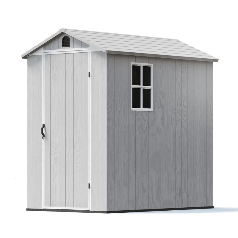 Patiowell 4 ft. W x 6 ft. D Plastic Storage Shed with Floor, Resin Shed with Window and Lockable Door